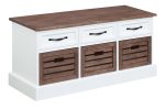 Alma Weathered Brown White 3-Drawer Storage Bench Fashion