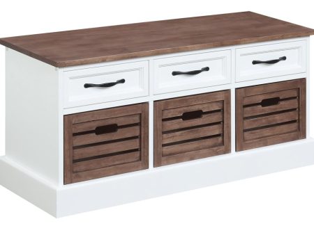 Alma Weathered Brown White 3-Drawer Storage Bench Fashion