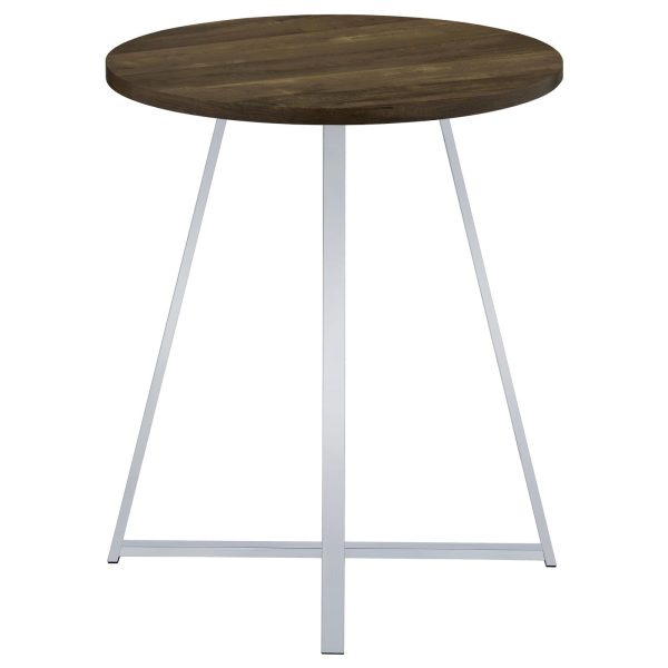 Bexter White Chrome Faux Marble Round Top Bar Table For Sale