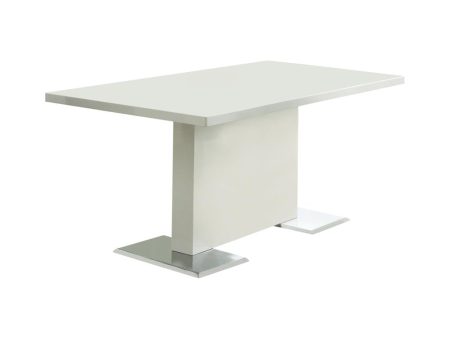 Anges Glossy White T-Shaped Pedestal Dining Table on Sale