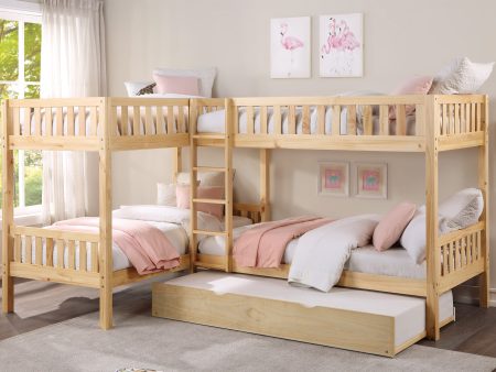 Bartly Pine Corner Bunk Bed with Twin Trundle Supply