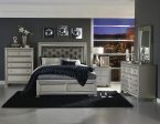 Bevelle Silver Upholstered King Bed For Cheap