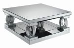 Amalia Clear Mirror Square Coffee Table with Lower Shelf Online Sale