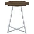 Bexter White Chrome Faux Marble Round Top Bar Table For Sale