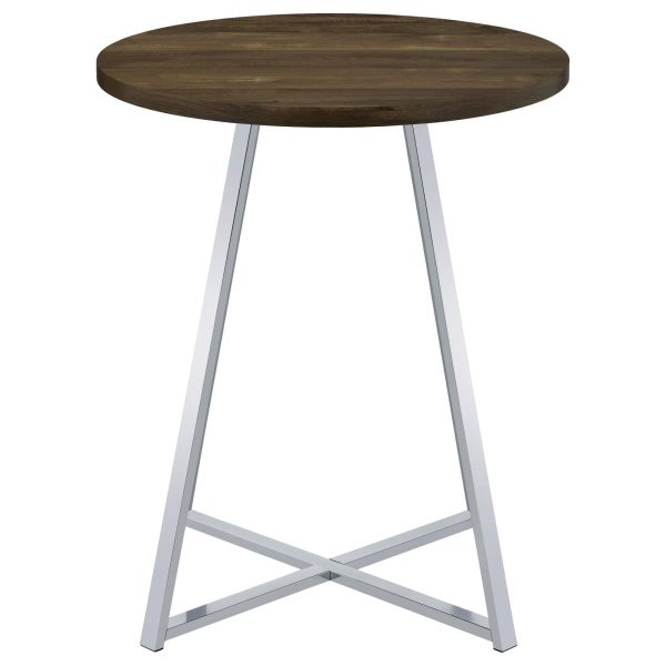 Bexter White Chrome Faux Marble Round Top Bar Table For Sale