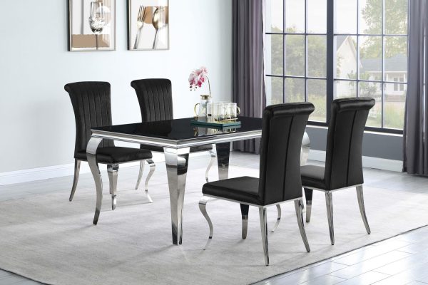 Betty Black Chrome Upholstered Side Chairs, Set of 4 Supply