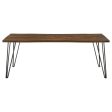 Neve Sheesham Gray Gunmetal Live-edge Dining Table with Hairpin Legs For Discount