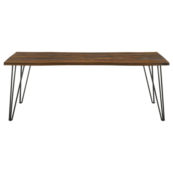 Neve Sheesham Gray Gunmetal Live-edge Dining Table with Hairpin Legs For Discount