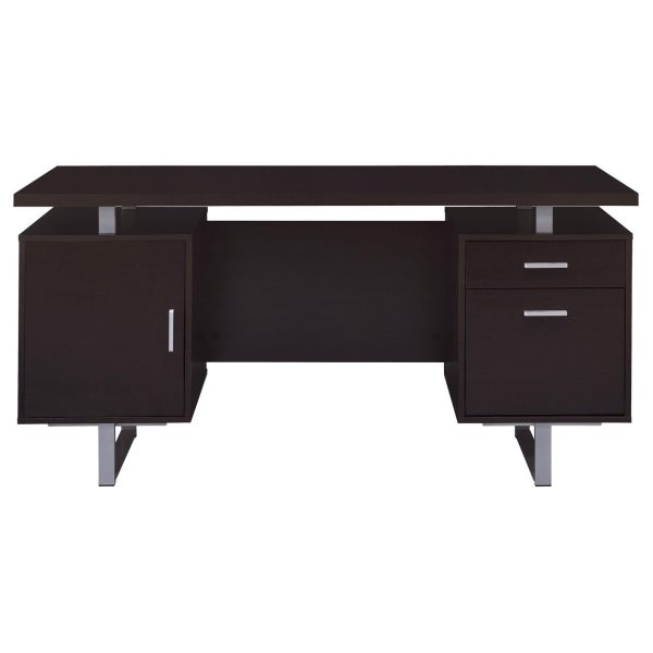 Lawtey Cappuccino Rectangular Storage Office Desk Hot on Sale