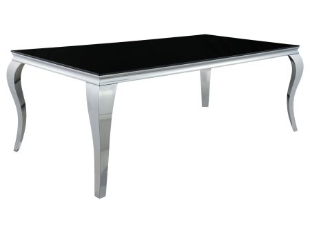 Carone Black Chrome Rectangular Glass Top Dining Table Online Hot Sale