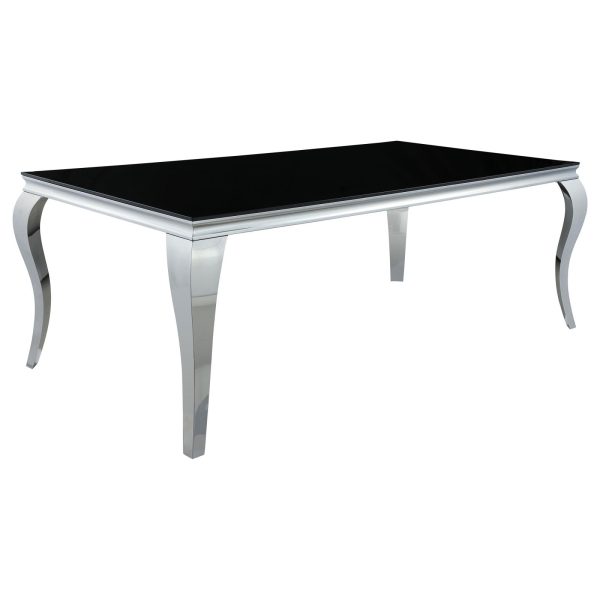 Carone Black Chrome Rectangular Glass Top Dining Table Online Hot Sale