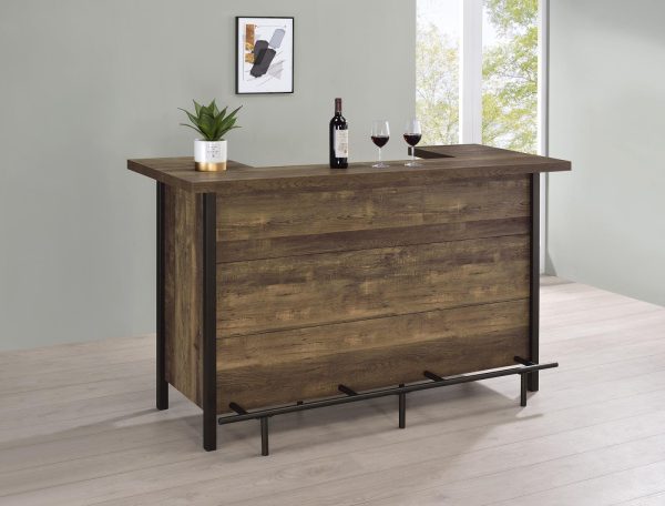 Bellemore Rustic Oak Rectangular Storage Bar Unit on Sale