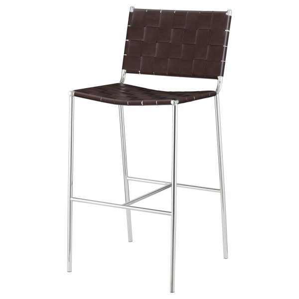 Adelaide Brown Chrome Upholstered Bar Stool with Open Back Sale