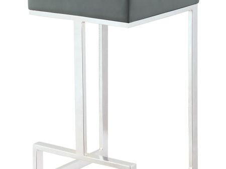 Gervase Gray Chrome Square Counter Height Stool on Sale