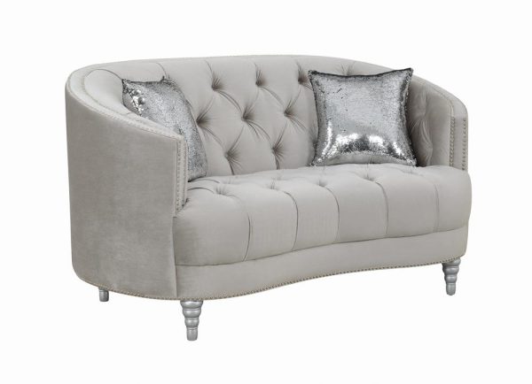 Avonlea Sloped Arm Tufted Loveseat Gray Online now