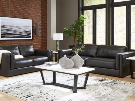 Amiata Onyx Leather Living Room Set For Discount