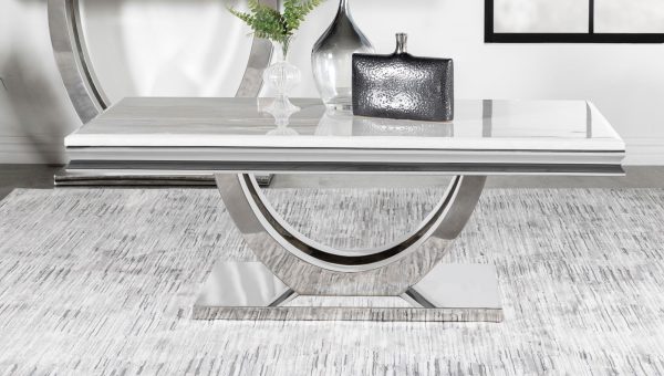 Adabella White Chrome U-Base Rectangle Coffee Table Online