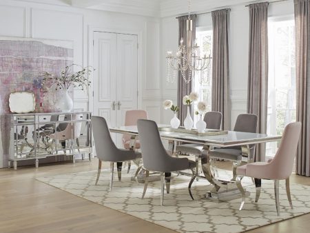 Antoine White Chrome Rectangle Dining Table For Cheap