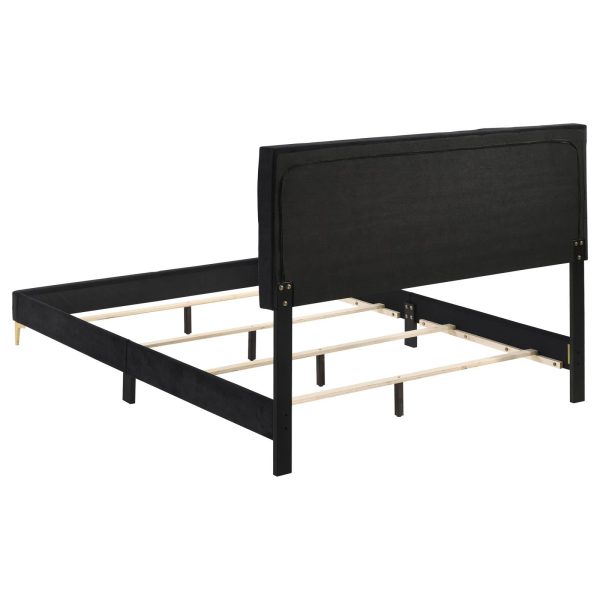 Kendall Tufted Panel Queen Bed Black Gold Online Hot Sale