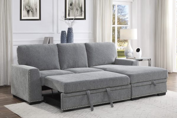 Morelia Gray RAF Storage Sleeper Sofa Chaise Sale