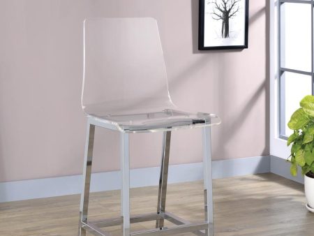 Juelia Chrome Clear Acrylic Counter Height Stools, Set of 2 Cheap