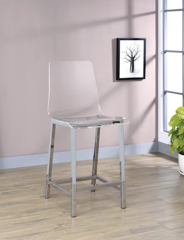 Juelia Chrome Clear Acrylic Counter Height Stools, Set of 2 Cheap