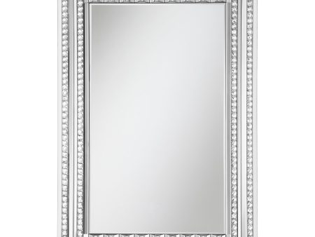 Aideen Silver Rectangular Wall Mirror with Vertical Stripes of Faux Crystals For Cheap