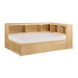 Bartly Pine Twin Bookcase Corner Bed with Storage Boxes Supply