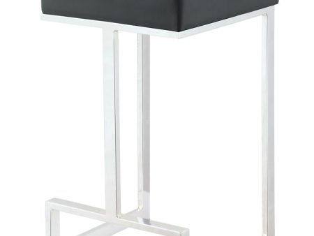 Gervase Black Chrome Square Counter Height Stool on Sale