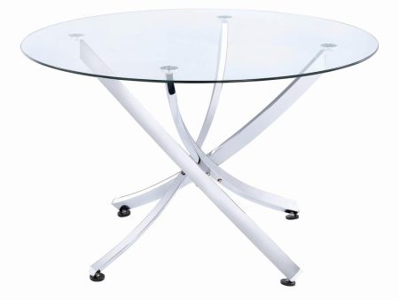 Beckham Chrome Clear Round Dining Table Online Hot Sale