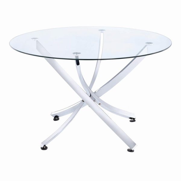 Beckham Chrome Clear Round Dining Table Online Hot Sale