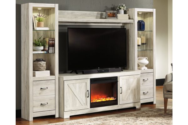 Bellaby Whitewash 4-Piece Entertainment Center with Fireplace Cheap