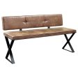 Abbott Antique Brown Matte Black Upholstered Dining Bench For Sale