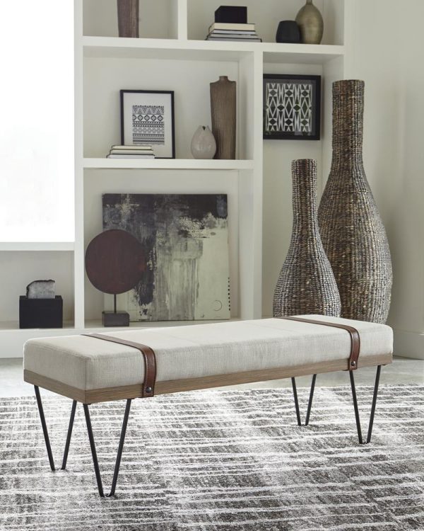 Austin Beige Black Upholstered Bench Sale