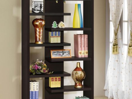 Altmark Cappuccino Bookcase with Staggered Floating Shelves Sale