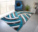 3D Shaggy Gray Turquoise 5X7 Area Rug Online now