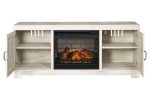 Bellaby Whitewash 63  TV Stand with Electric Fireplace Online Hot Sale