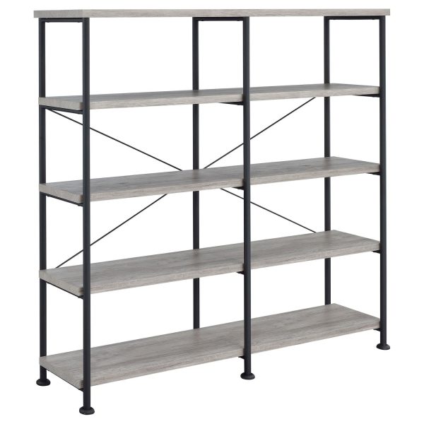 Analiese Gray Driftwood 4-Shelf Open Bookcase For Sale