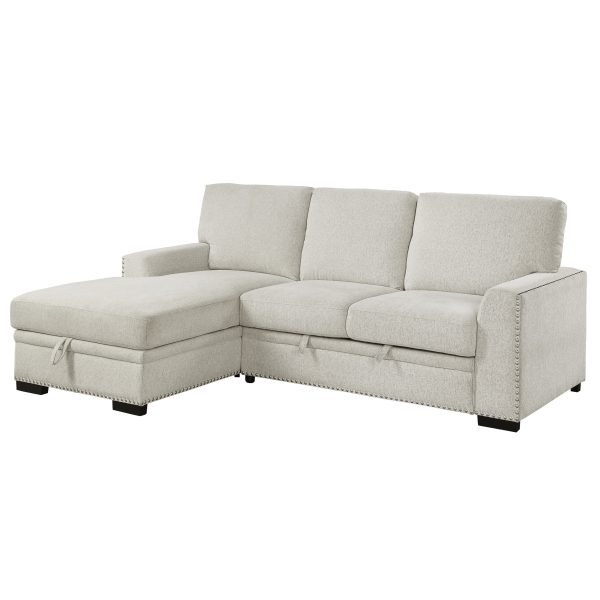 Morelia Beige LAF Storage Sleeper Sofa Chaise For Cheap