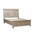 Bethel Wire Brushed Gray Sleigh Storage Platform Bedroom Set For Discount