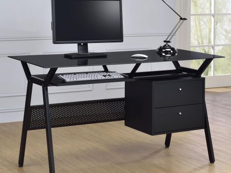 Weaving Black 2-Drawer Computer Desk Online Sale