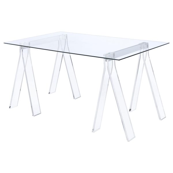 Amaturo Clear Writing Desk with Glass Top Discount