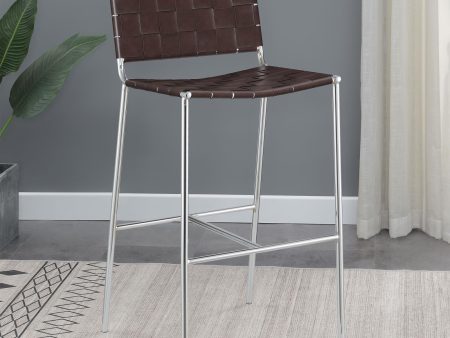 Adelaide Brown Chrome Upholstered Bar Stool with Open Back Sale