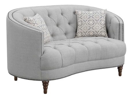 Avonlea Sloped Arm Upholstered Loveseat Trim Gray Cheap