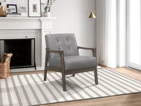 Alby Gray Faux Leather Accent Chair Online Hot Sale