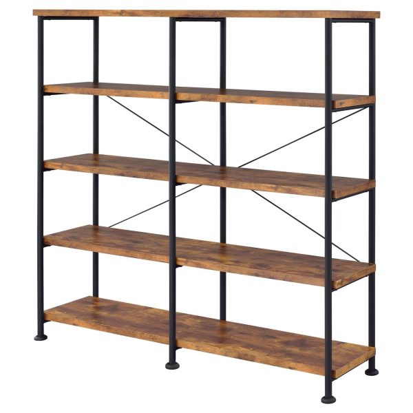 Analiese Antique Nutmeg 4-Shelf Open Bookcase Supply