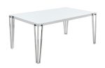 Pauline White Chrome Rectangular Dining Table with Metal Leg Supply