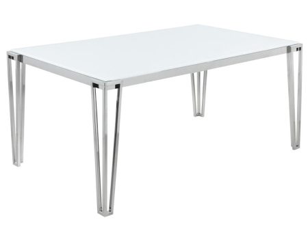 Pauline White Chrome Rectangular Dining Table with Metal Leg Supply