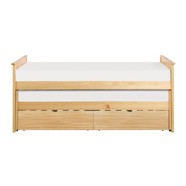 Bartly Pine Twin Twin Bed with Storage Boxes For Cheap