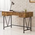 Analiese Antique Nutmeg Black 3-Drawer Writing Desk Online Hot Sale